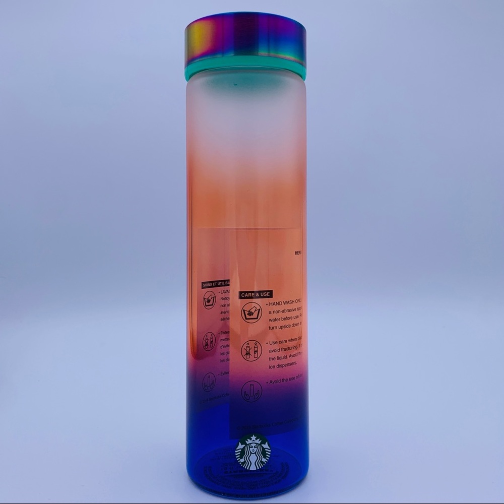 Starbucks Rainbow Ombre Glass Water bottle.